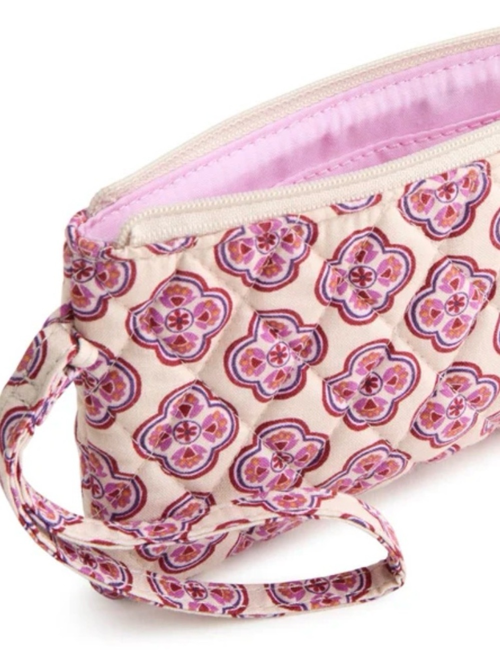 Vera Bradley Outlet Quilted Essential Zip Wristlet Wallet Lavender Geo Pattern